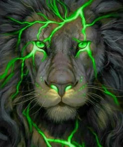 Black And Green Lion Paint by numbers