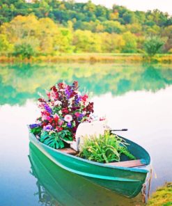 Boat With Flowers paint by numbers