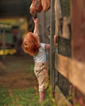 Boy Playing With A Goat Paint by numbers