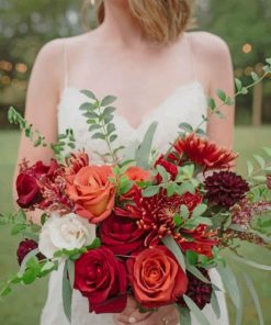 Bride Holding A Bouquet Of Flowers Paint by numbers