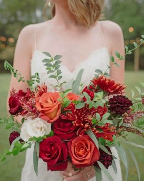 Bride Holding A Bouquet Of Flowers Paint by numbers