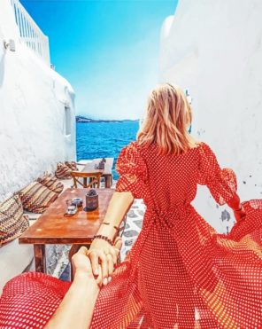 Follow Me To Santorini Greece Europe Paint by numbers