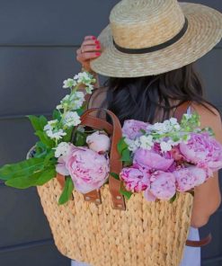 Girl Carrying Bag Full Of Flowers paint by numbers