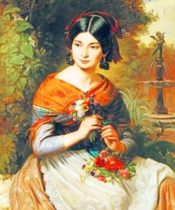 Lady With Flowers paint by numbers