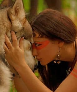 Jungle Woman And Her Wolf paint by numbers