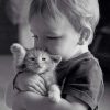 Little Boy Hugging His Kitty Paint by numbers