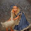 Little Girl With A White Duck Paint by numbers