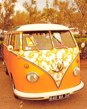 Orange Hippie Van paint by numbers