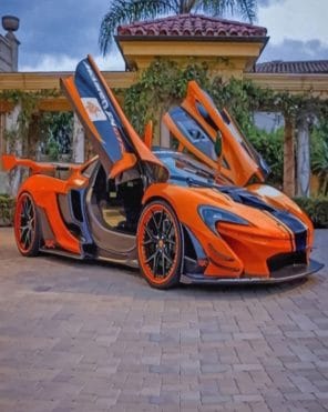 Orange Lamborghini paint by numbers