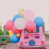 Pink Car With Colorful Balloons paint by numbers