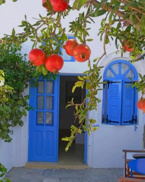 Pomegranate Tree In Santorini Paint By Numbers