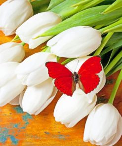 Red Butterfly With Flowers paint by numbers