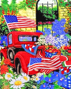 Red American Truck paint by numbers