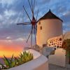 Santorini Greece Windmills paint by numbers