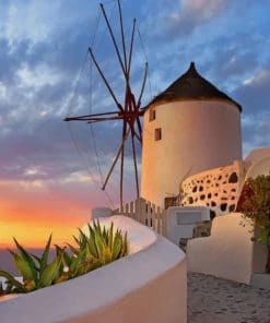 Santorini Greece Windmills paint by numbers