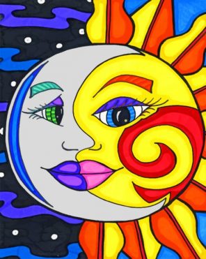 Sun And Moon Paint by numbers