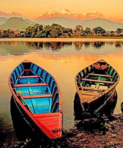 Sunset Phewa Lake paint by numbers