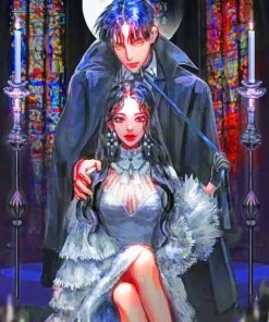 Vampire Guy With Anime Girl paint by numbers