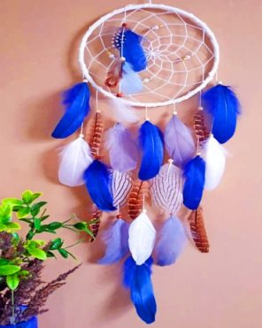 White And Blue Dream Catcher paint by numbers