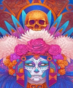 Aesthetic Sugar Skull paint by numbers