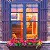 Aesthetic Window And Flowers paint by numbers