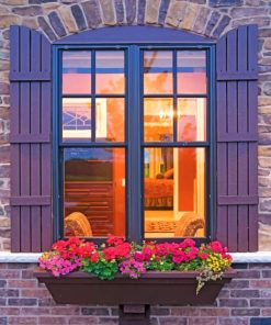 Aesthetic Window And Flowers paint by numbers