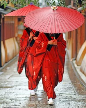 Asians Under Umbrellas paint by numbers