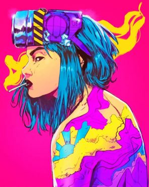 Aesthetic Colorful Woman Smoking paint by numbers