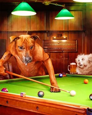 Dogs Playing Pool Paint by numbers