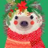 Hedgehog Celebrating Christmas Paint by numbers