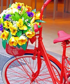 Red Bike And Flowers paint by numbers