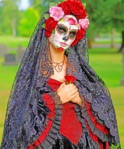 Sugar Skull Gothic Woman paint by numbers