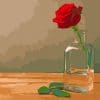 Red Rose In A Glass Bottle paint by number