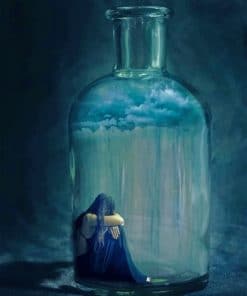 Sad Woman In A Glass Bottle Paint by numbers