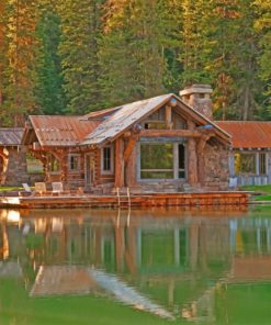 Log Cabin Lakeside paint by numbers