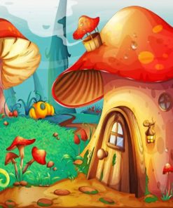 Mushroom House paint by number