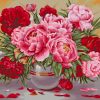 Red and Pink Peonies vase paint by number