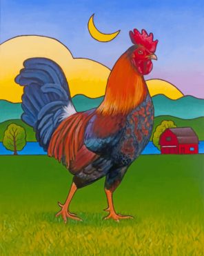 Rooster In Farm paint by number