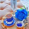 Aesthetic Coffee And Blue Rose paint by numbers