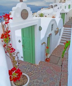 Santorini Green Doors paint by numbers