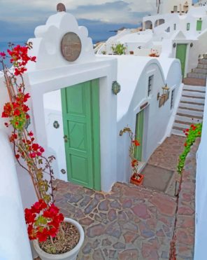 Santorini Green Doors paint by numbers