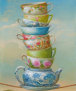 Aesthetic Teapot And Cups paint by numbers