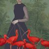 Woman And Scarlet Ibis Birds Paint by numbers