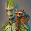 groot and rocket raccoon paint by numbers