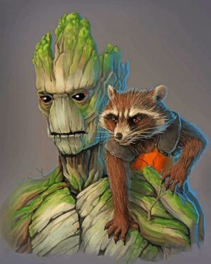 groot and rocket raccoon paint by numbers