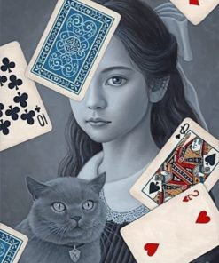 Cards Woman And Cat Paint by numbers