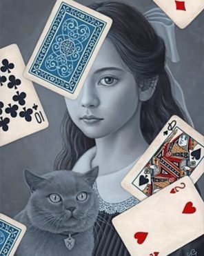 Cards Woman And Cat Paint by numbers