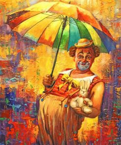 Clown Under Umbrella paint by numbers