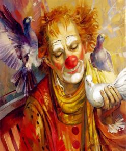 Clown With Pigeons paint by numbers