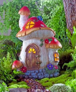 Forest mushroom house paint by numbers